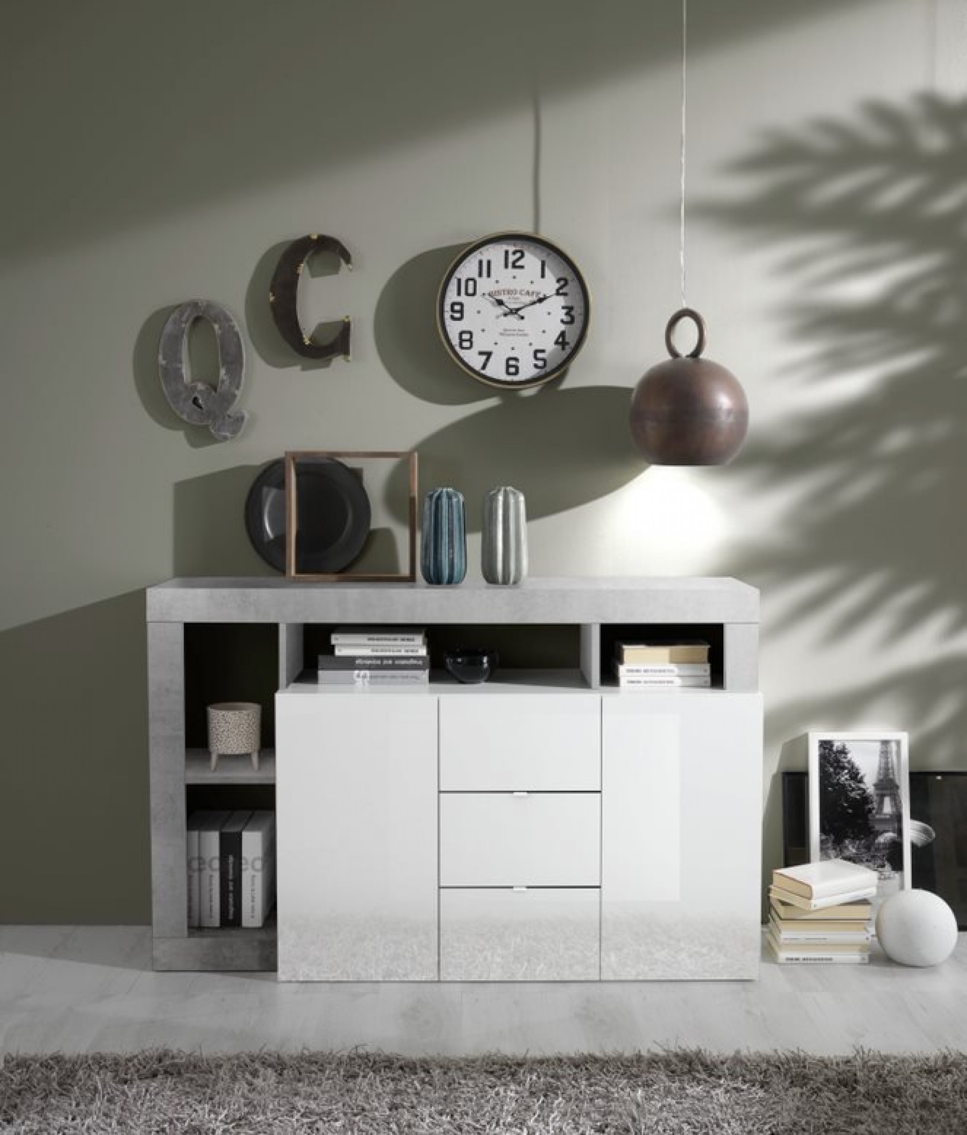 Elegantna bela komoda s 3 predali HAMBURG 209030-07CE