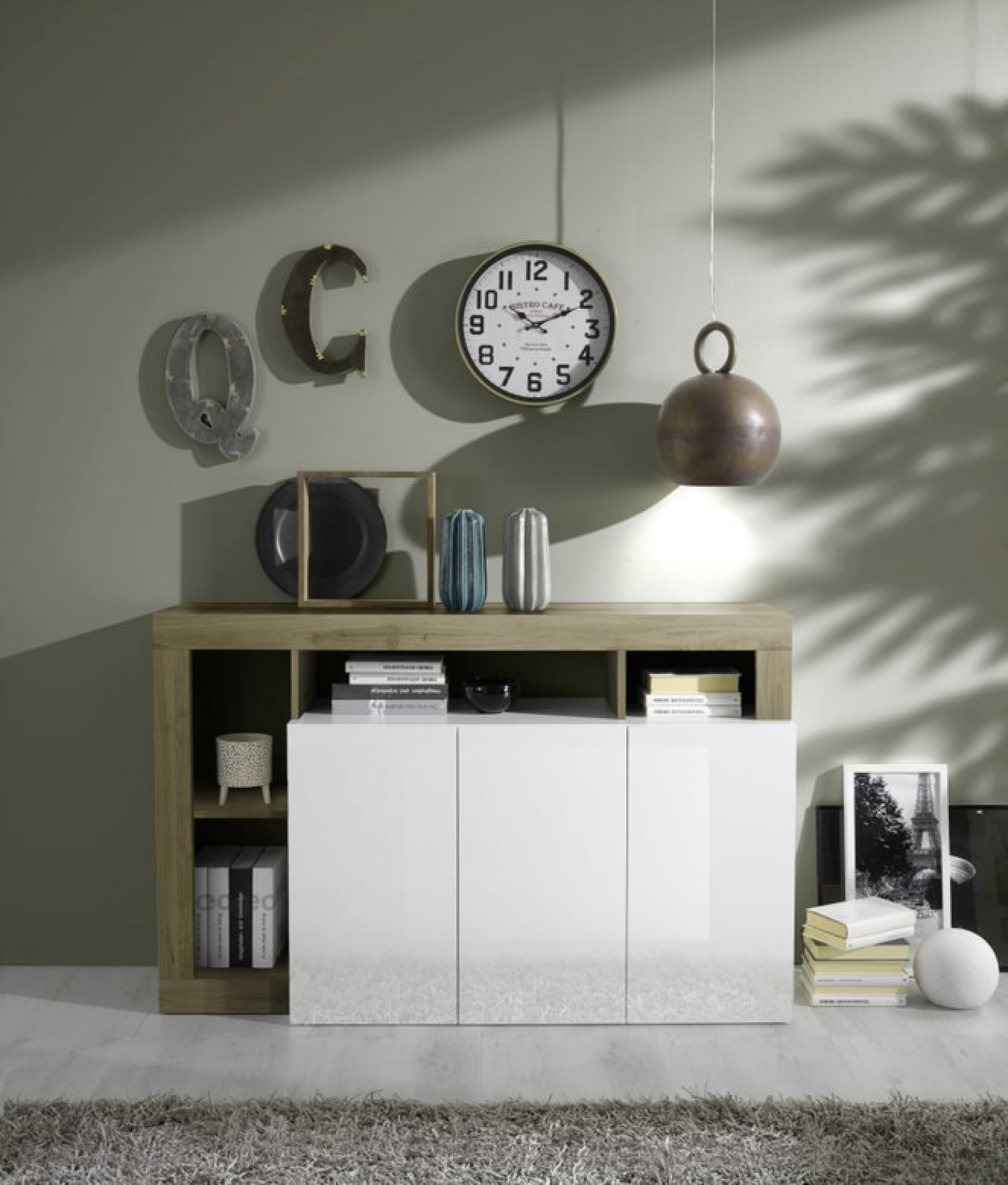 Elegantna bela komoda s 3 vrati HAMBURG 209030-05K