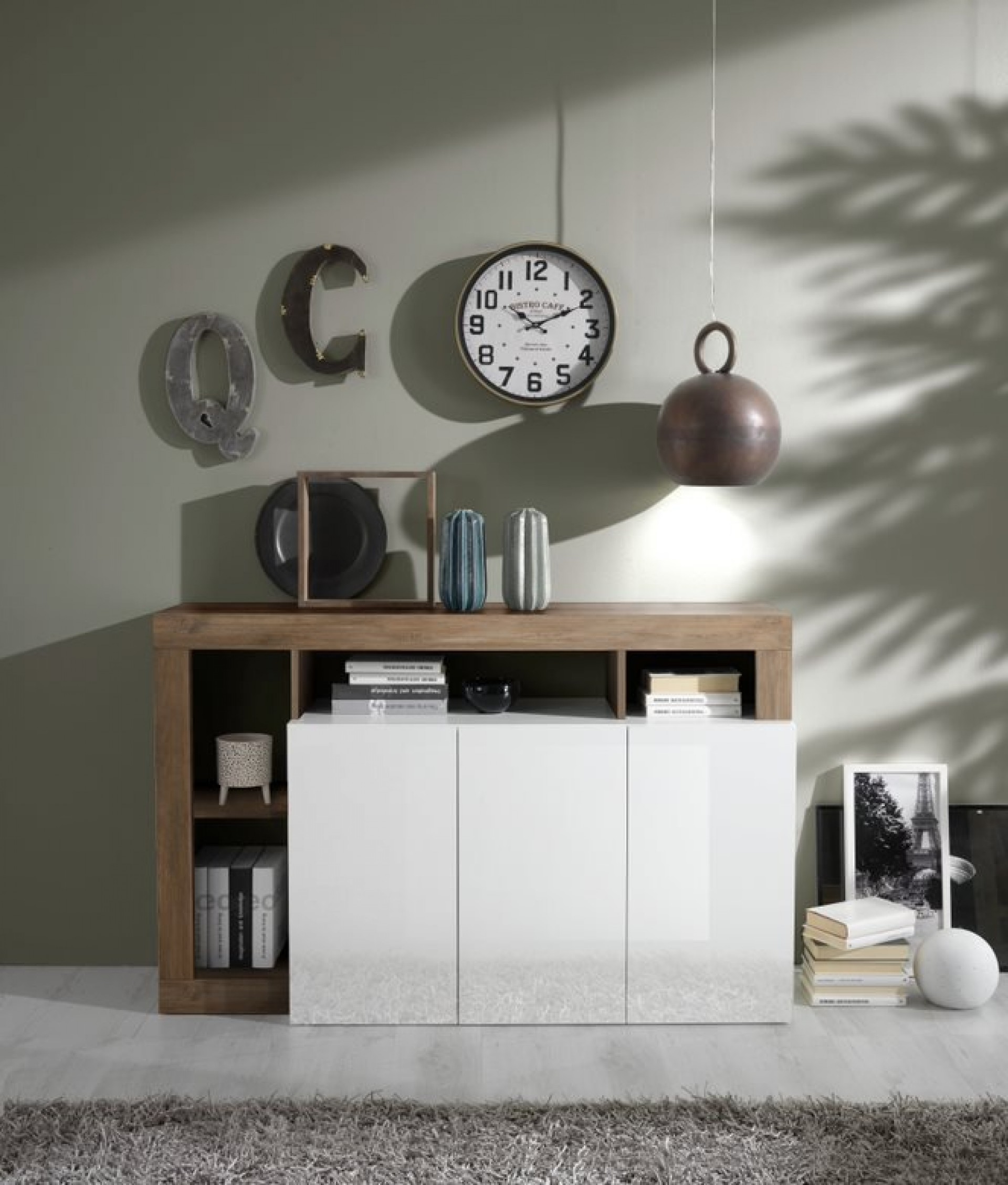 Elegantna bela komoda s 3 vrati HAMBURG 209030-05MR