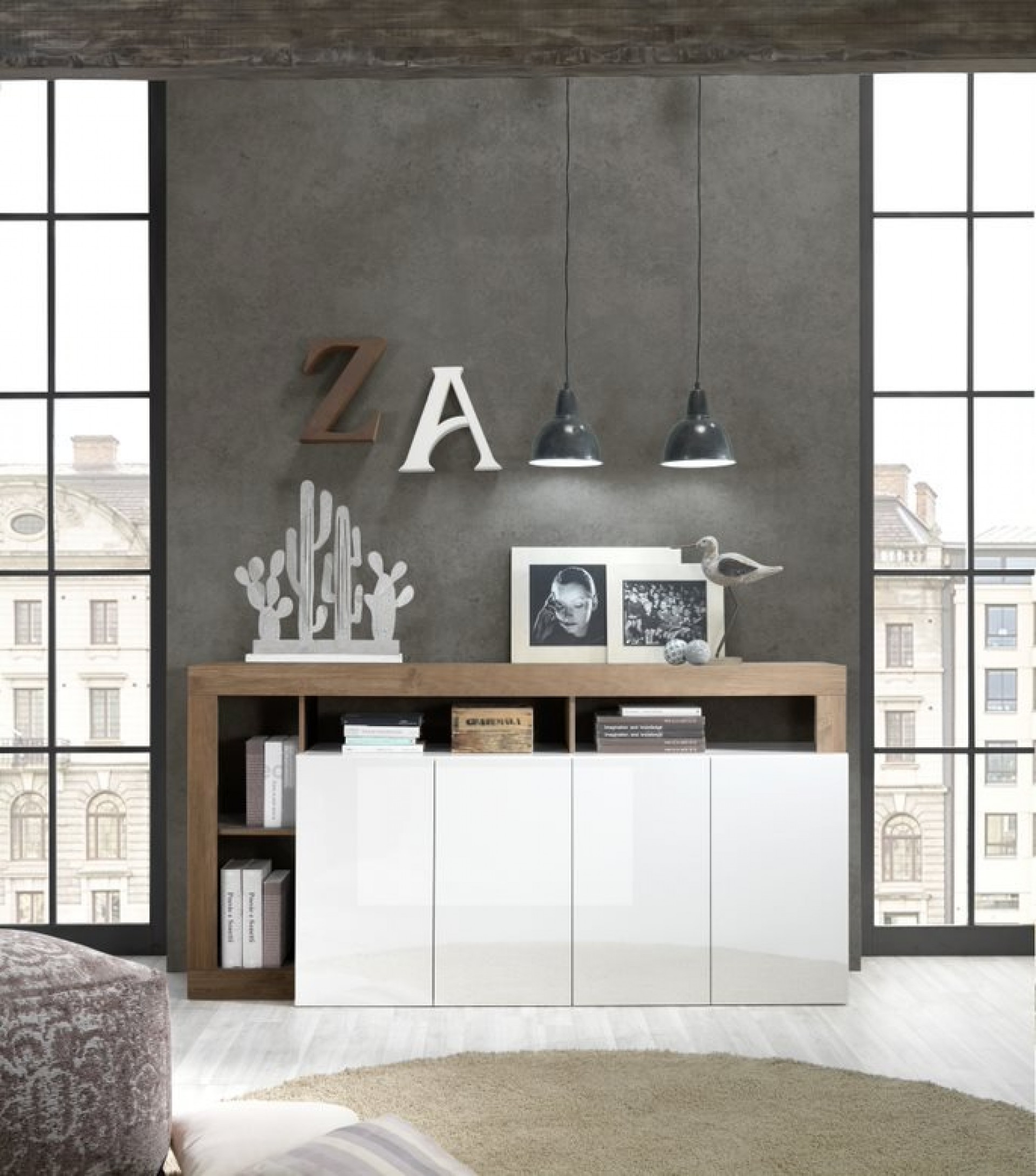 Elegantna bela komoda s 4 vrati HAMBURG 209030-08MR