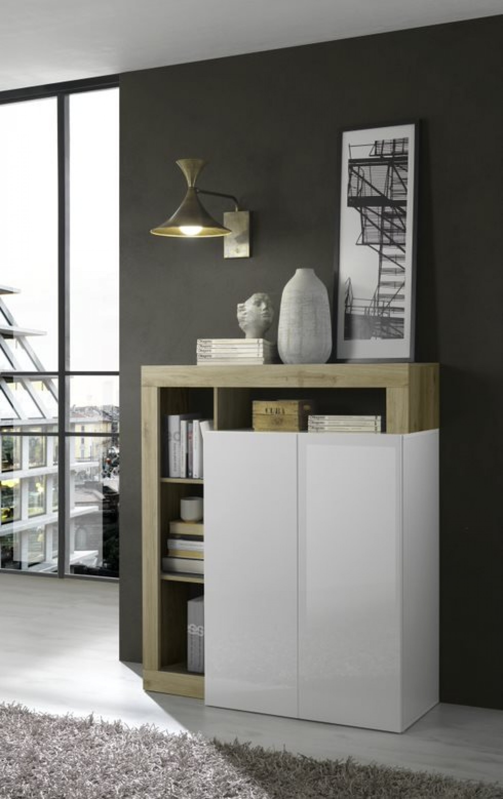 Elegantna bela komoda z dvema vratoma HAMBURG 209030-04K