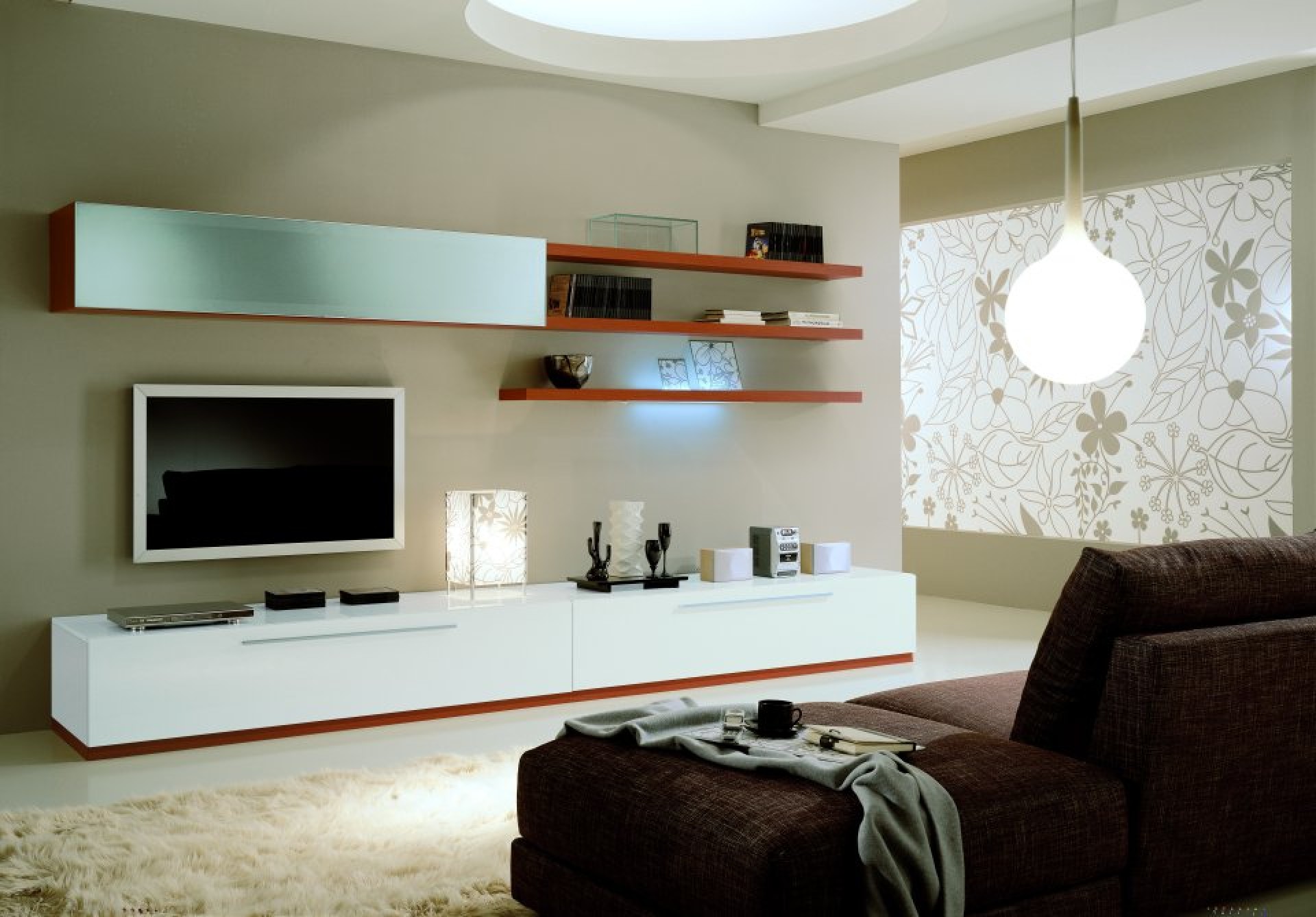 Dnevna soba stenski sestav MitoBox Q10131, lakiran bel, 360 x 60