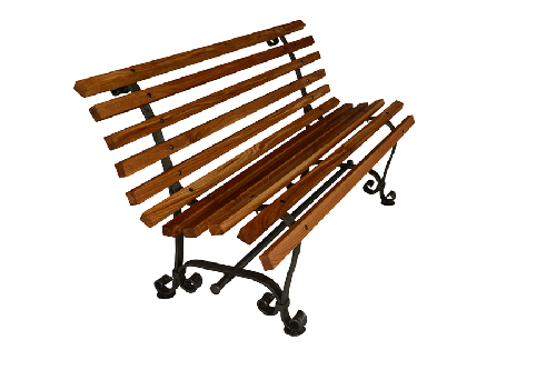 Ročno kovana klop z naslonom iz hrastovih letev 150x69cm