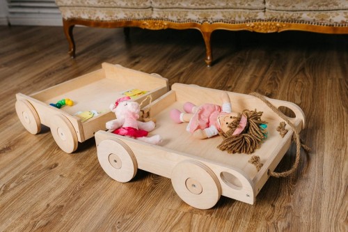 MONTESSORI VOZIČEK ZA IGRAČE (NATUR)