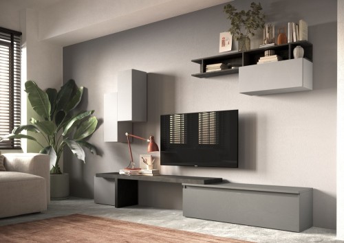 Sodobna stenska TV enota z omaricami INFINITY 2.0 900033 Z ODPRTO EMBALAŽO