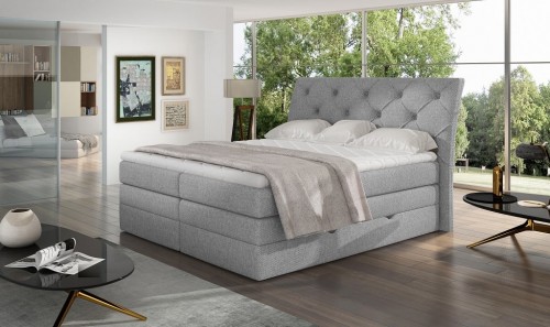 IZJEMNO UDOBNA BOX SPRING POSTELJA MIRABEL -160x200 - SIVA - DOBAVLJIVA TAKOJ