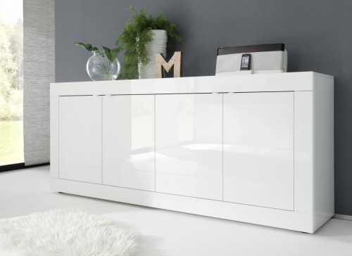 Bela visoki sijaj komoda s 4 vrati BASIC 209015-08