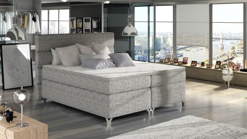 Boxspring postelja Amadeo z LED osvetlitvijo in shrambo