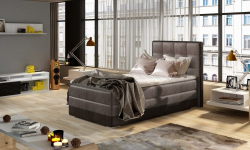 Boxspring postelja Aster 90x200 z oblazinjenim vzglavjem in shrambo