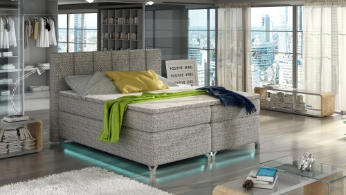 Boxspring postelja Basilio z LED osvetlitvijo in shranjevalnim prostorom