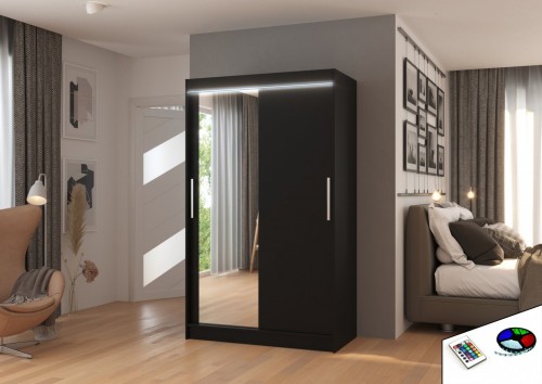 Drsna omara BARIO z ogledalom in LED lučjo, 120 cm