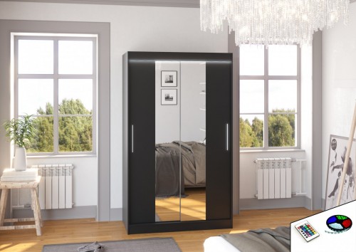 Drsna omara SANTOS z ogledalom in LED osvetlitvijo, 120 cm