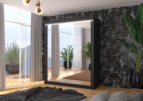 Drsna omara z ogledalom in LED osvetlitvijo MORGAN 180 cm