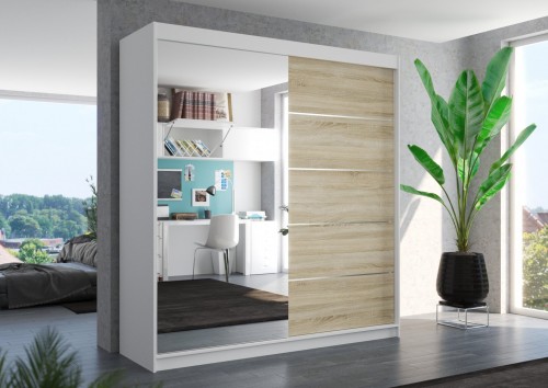 Drsna omara z ogledalom OLIVER 200 cm (več barv)
