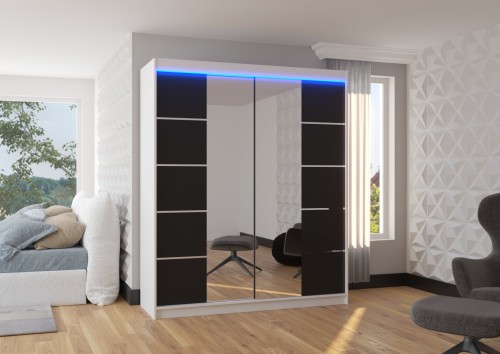 Drsna omara z ogledalom TRAVES 180 cm (več barv)