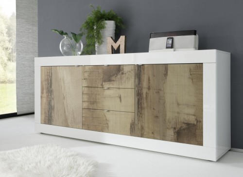 Elegantna bela komoda s 3 predali BASIC 209015-07P