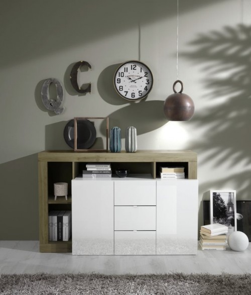 Elegantna bela komoda s 3 predali HAMBURG 209030-07K