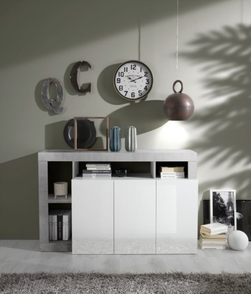 Elegantna bela komoda s 3 vrati HAMBURG 209030-05CE