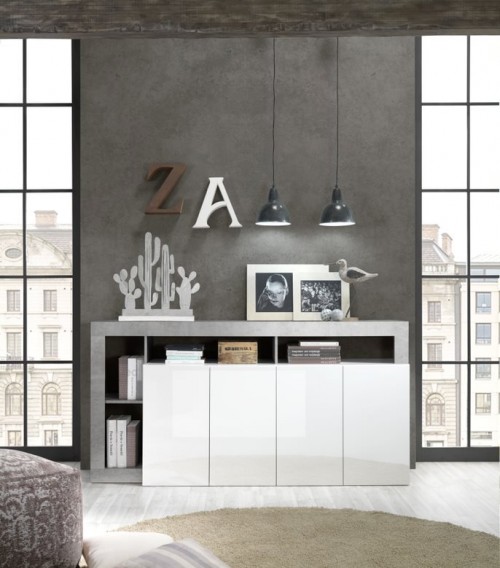 Elegantna bela komoda s 4 vrati HAMBURG 209030-08CE