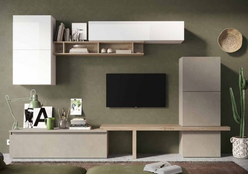 Elegantna TV omarica glina/bela/hrast INFINITY 2.0 900019-AGBIK