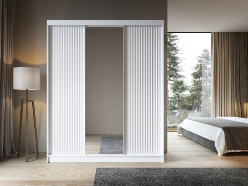 GARDEROBNA OMARA Z DRSNIMI VRATI IN OGLEDALOM BIANCCO - 180 CM