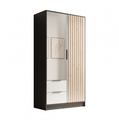 Garderobna omara Neri 102 cm - ČRNA-BELA
