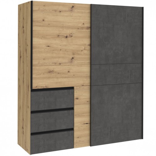 Garderobna omara WINN 2 W2QS823E71 (hrast/temno siva)
