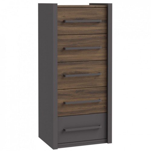 Komoda PEMBURY DLCK217-M777 (temni hrast + siva)