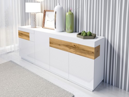 KOMODA STOCKHOLM 219CM BELA/HRAST