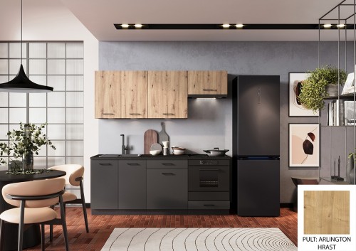 KUHINJSKI BLOK ANIKA 200 CM - GRAFIT SIVA/ARTISAN HRAST-Arlington hrast