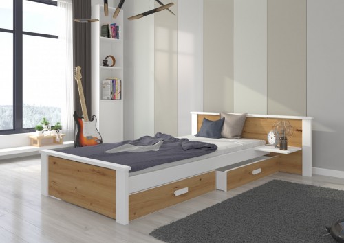 Mladinska postelja ALDEX SHELF z dvema predaloma 180x80 cm