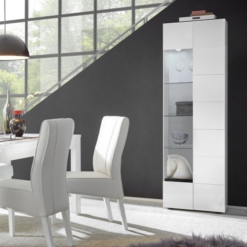 Moderna bela vitrina s steklenimi policami 187 cm DAMA 209008-10