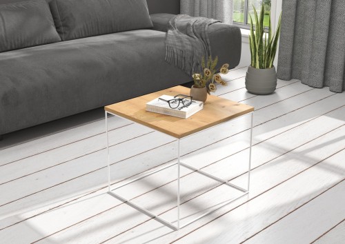 Moderna kavna mizica ELENA 50x50 - BELA