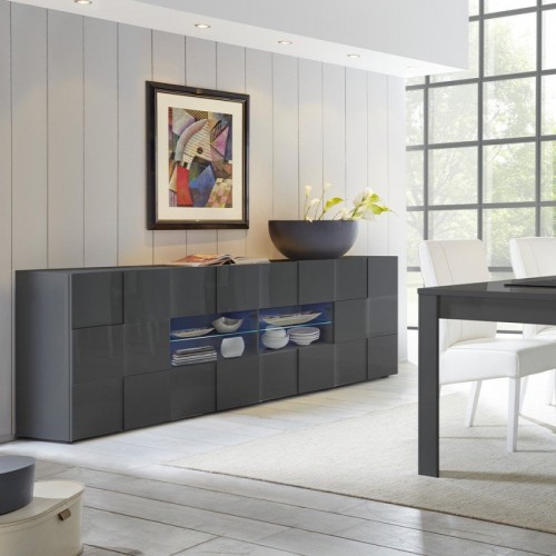 Moderna nizka omarica s 4 predali, 2 vrati, 241x84 cm DAMA 202308-08