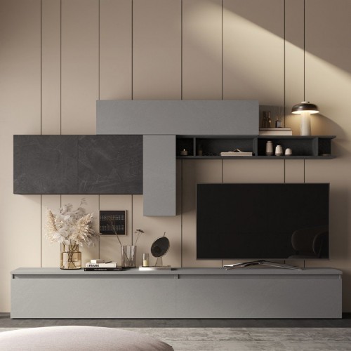 Modularna siva dnevna stena z odprto polico INFINITY 2.0 900023