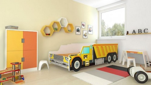 Otroška postelja CONSTRUCTION CAR z vzmetnico 140x70 cm