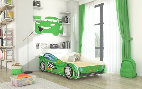 Otroška postelja SPEED z vzmetnico in LED osvetlitvijo 160x80 cm - ZELENA