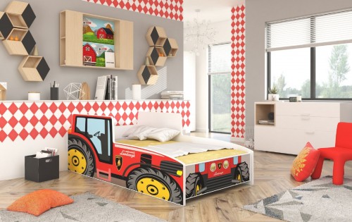 Otroška postelja TRACTOR RED z vzmetnico 160x80 cm - RDEčA