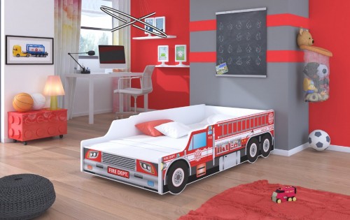 Otroška postelja z vzmetnico FIRE TRUCK 160x80 cm