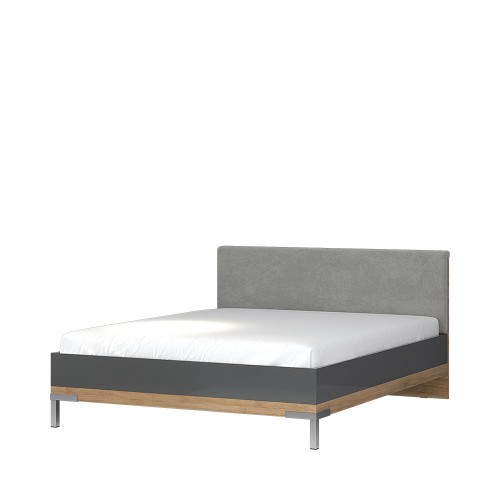 POSTELJA KALLA ONYX 180 CM - ANTRACIT VISOKI SIJAJ/PACIFIK OREH
