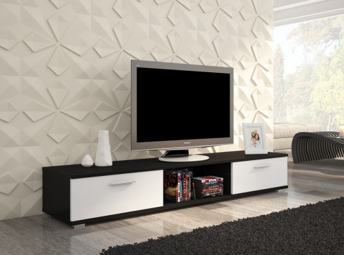 TV regal SELLA -Črna/Bela ZALOGA
