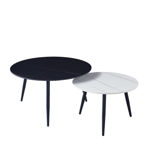 Set dveh klubskih mizic GEMINI 1 (belo-zlat marmor in črno-zlat marmor)