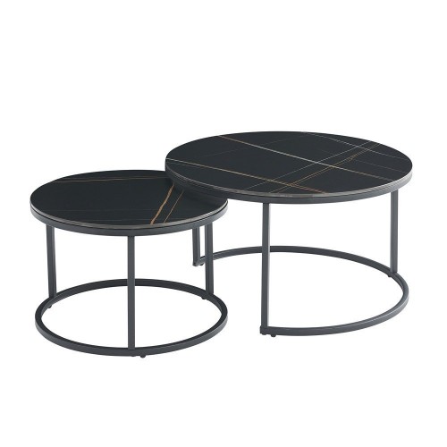 Set dveh klubskih mizic TAJDA (črn marmor/zlata)