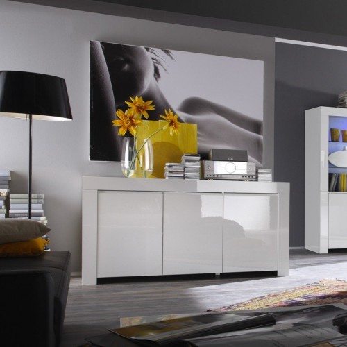 Sodobna bela komoda z 3 vrati 160x84 cm AMALFI 209006-05