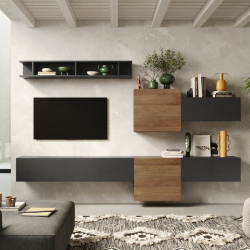 Sodobna viseča TV stena s policami INFINITY 2.0 900022-LVMR