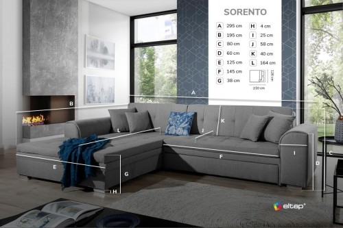 EKSPONAT SEDEŽNA GARNITURA SORENTO MODRA/BELA - LEVA POSTAVITEV