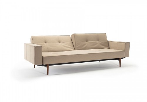 Kavč SPLITBACK SOFA BED z rokonasloni in temno stileto lesenimi nogicami