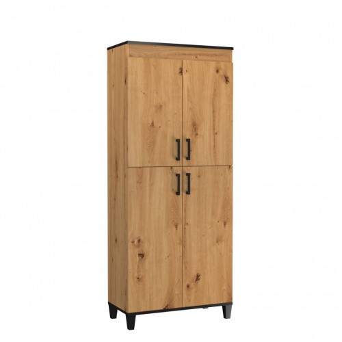 Vitrina POLA 17 v hrastu Artisan s črnimi dodatki - HRAST ARTISAN