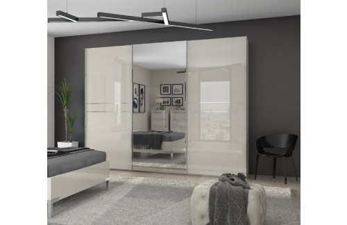 3-DELNA GARDEROBNA OMARA PIANO Z DRSNIMI VRATI IN OGLEDALOM (VEČ BARV)