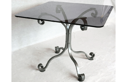 Ročno kovana kvadratna miza z akrilnim steklom 90x90cm